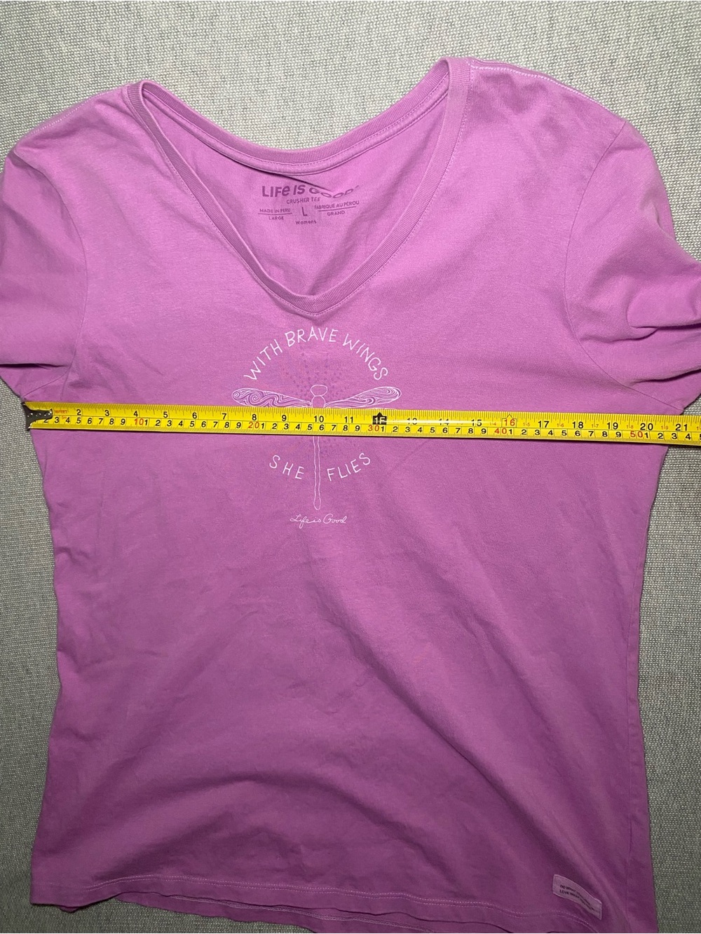 Life is Good women L tee long sleeve Purple With Brave Wings She Flies Dragonfly - Picture 6 of 10